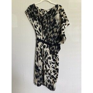 Robert Rodriquez Silk Animal Print Asymmetrical Dress 8 Women’s